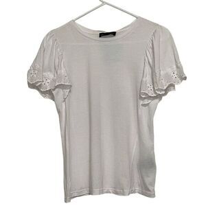 Faith And Zoe Flutter Sleeve Eyelet T-Shirt‎ Size XS New With Tags
